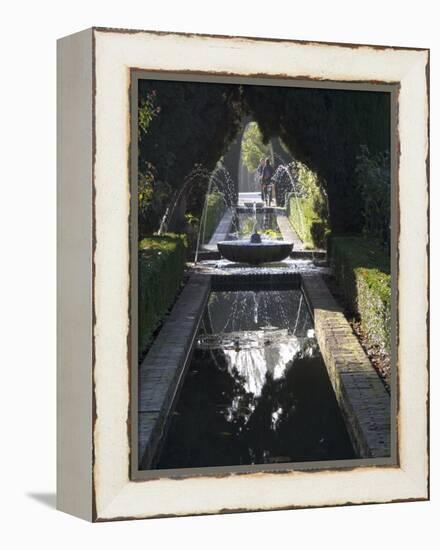 Water Channel and Fountain in the Gardens of the Generalife, Alhambra, Andalucia-Sheila Terry-Framed Premier Image Canvas