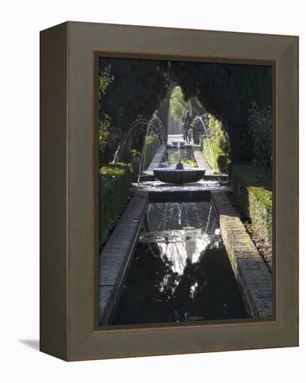 Water Channel and Fountain in the Gardens of the Generalife, Alhambra, Andalucia-Sheila Terry-Framed Premier Image Canvas