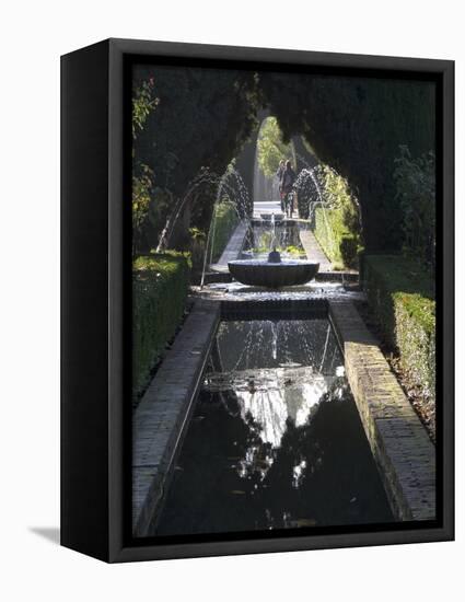 Water Channel and Fountain in the Gardens of the Generalife, Alhambra, Andalucia-Sheila Terry-Framed Premier Image Canvas