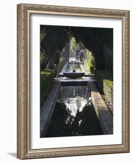 Water Channel and Fountain in the Gardens of the Generalife, Alhambra, Andalucia-Sheila Terry-Framed Photographic Print