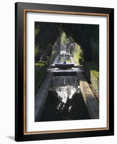 Water Channel and Fountain in the Gardens of the Generalife, Alhambra, Andalucia-Sheila Terry-Framed Photographic Print