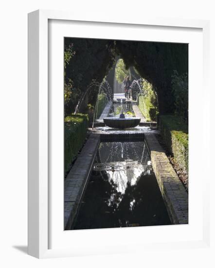 Water Channel and Fountain in the Gardens of the Generalife, Alhambra, Andalucia-Sheila Terry-Framed Photographic Print