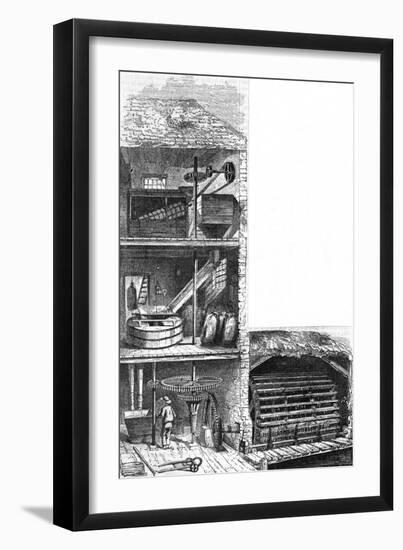 Water-Driven Flour Mill-JW Whimper-Framed Art Print
