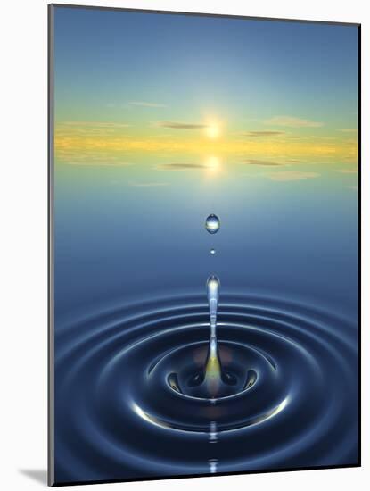 Water Drop Impact-David Parker-Mounted Photographic Print