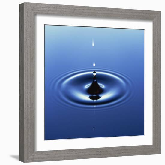 Water Droplet Hitting Water Surface Creating Ripples-Roy Rainford-Framed Photographic Print