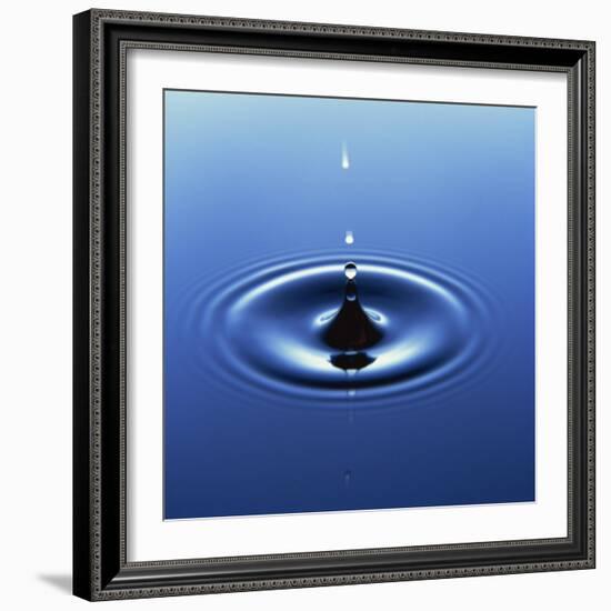 Water Droplet Hitting Water Surface Creating Ripples-Roy Rainford-Framed Photographic Print