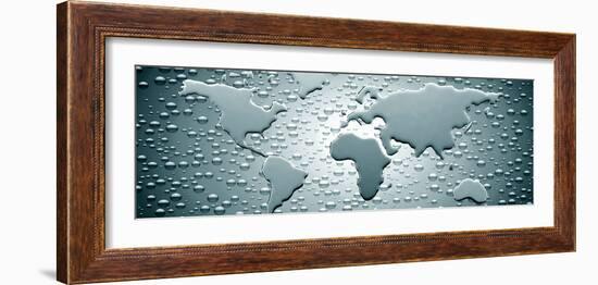 Water Drops Forming Continents-null-Framed Photographic Print