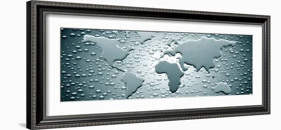 Water Drops Forming Continents-null-Framed Photographic Print