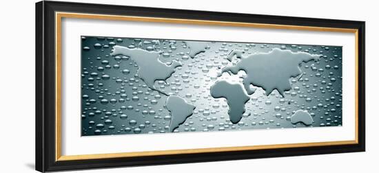 Water Drops Forming Continents-null-Framed Photographic Print