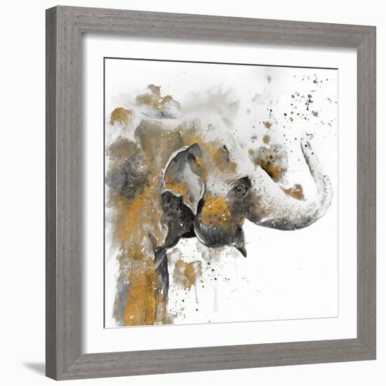 Water Elephant with Gold-Patricia Pinto-Framed Premium Giclee Print