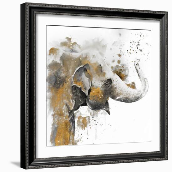 Water Elephant with Gold-Patricia Pinto-Framed Premium Giclee Print