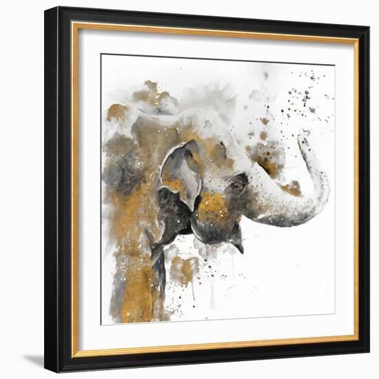 Water Elephant with Gold-Patricia Pinto-Framed Premium Giclee Print