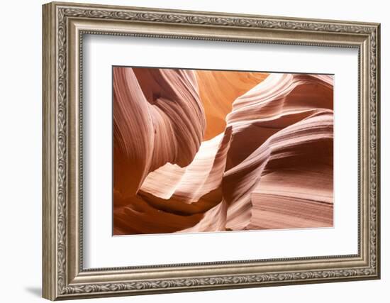 Water eroded Navajo Sandstone forms a slot canyon in Upper Antelope Canyon, Navajo Land, Arizona-Michael Nolan-Framed Photographic Print