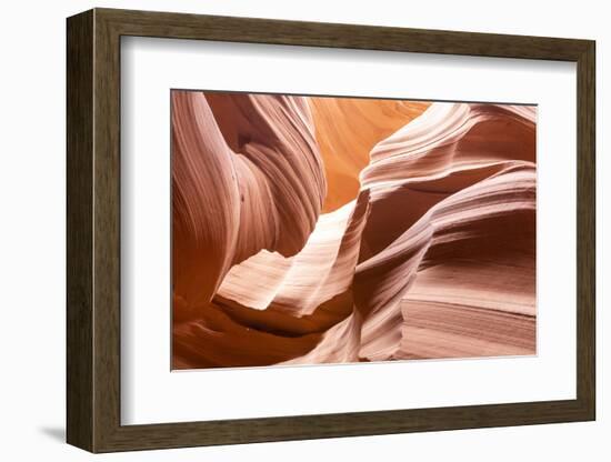 Water eroded Navajo Sandstone forms a slot canyon in Upper Antelope Canyon, Navajo Land, Arizona-Michael Nolan-Framed Photographic Print