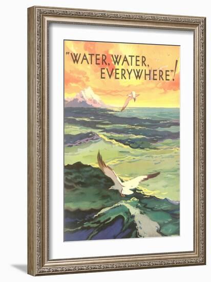 Water Everywhere, Seagull over Waves-null-Framed Giclee Print