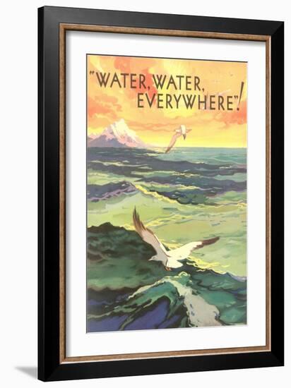 Water Everywhere, Seagull over Waves-null-Framed Giclee Print