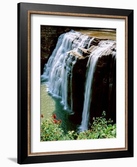 Water falling from rocks, Lower Falls, Letchworth State Park, New York State, USA-null-Framed Photographic Print