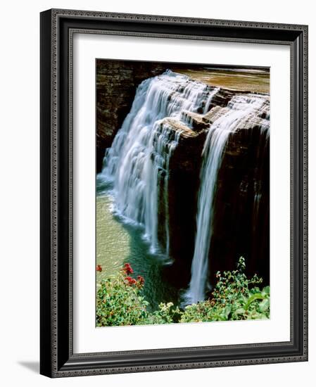 Water falling from rocks, Lower Falls, Letchworth State Park, New York State, USA-null-Framed Photographic Print