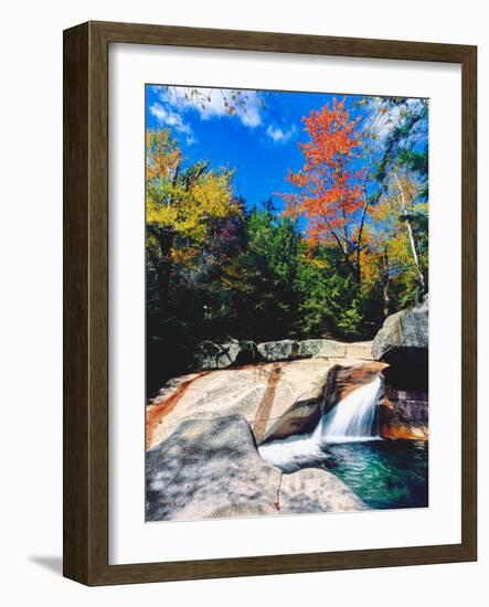 Water falling into a river, Pemigewasset River, Franconia Notch State Park, White Mountains, New...-null-Framed Photographic Print