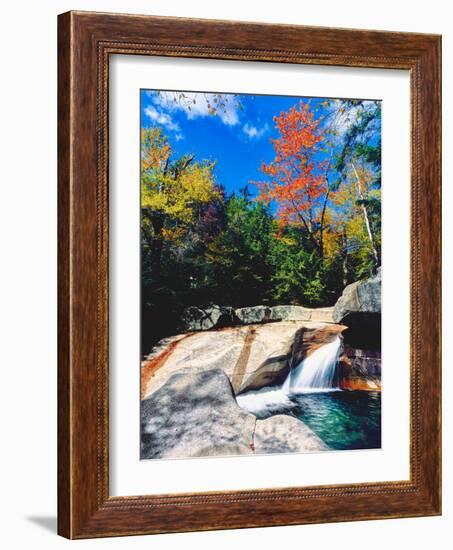 Water falling into a river, Pemigewasset River, Franconia Notch State Park, White Mountains, New...-null-Framed Photographic Print