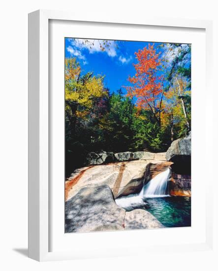 Water falling into a river, Pemigewasset River, Franconia Notch State Park, White Mountains, New...-null-Framed Photographic Print