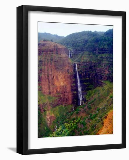 Water Falls of Mt.Waialeale, Kauai, Hawaii-George Oze-Framed Photographic Print