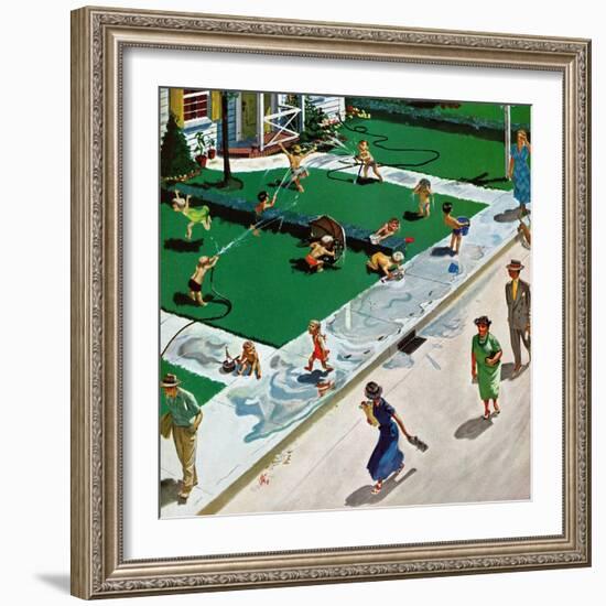 "Water Fight", June 30, 1951-Thornton Utz-Framed Giclee Print