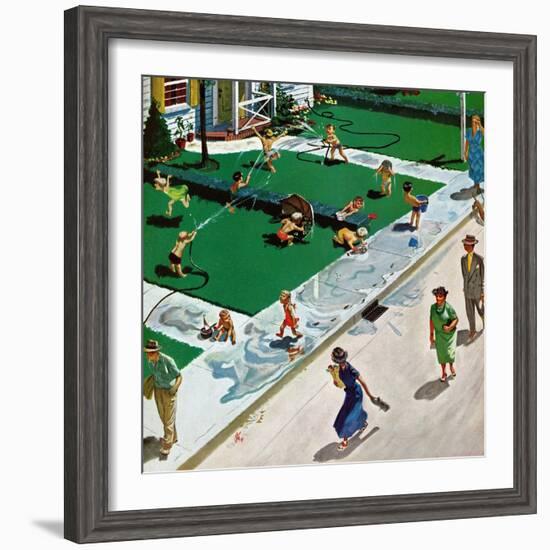 "Water Fight", June 30, 1951-Thornton Utz-Framed Giclee Print