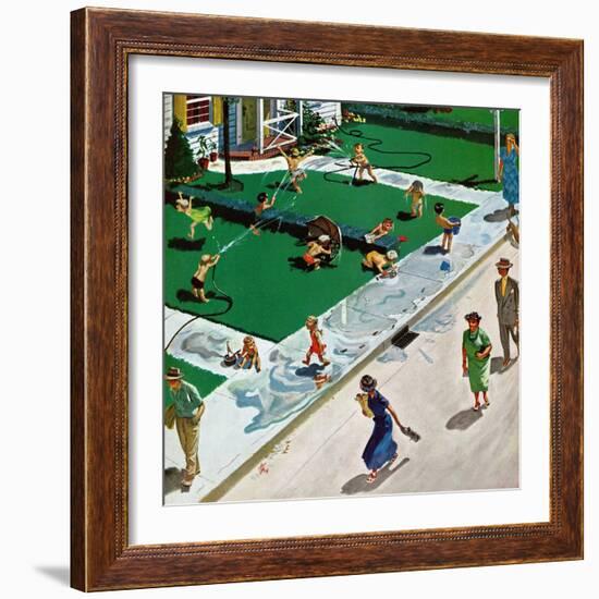 "Water Fight", June 30, 1951-Thornton Utz-Framed Giclee Print