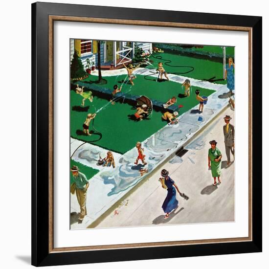 "Water Fight", June 30, 1951-Thornton Utz-Framed Giclee Print