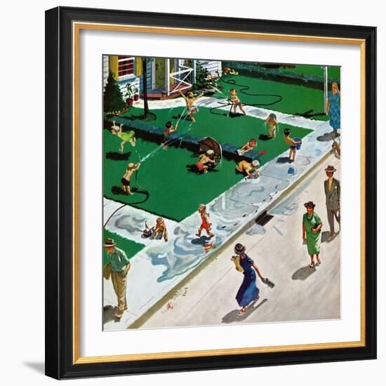 "Water Fight", June 30, 1951-Thornton Utz-Framed Giclee Print