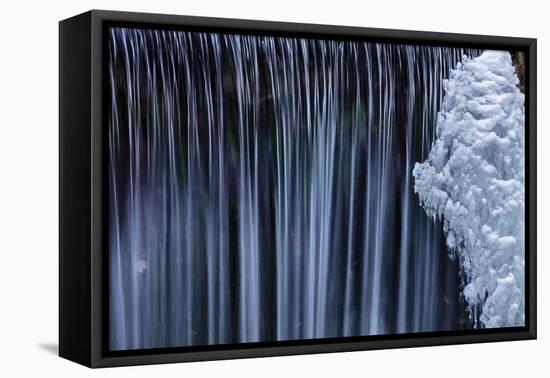 Water Flowes by Ice Formation Along Falls Creek in Winter Near Nelson, British Columbia, Canada-Chuck Haney-Framed Premier Image Canvas