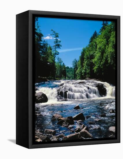 Water flowing from rocks in a forest, Buttermilk Falls, Raquette River, Adirondack Mountains, Ne...-null-Framed Premier Image Canvas
