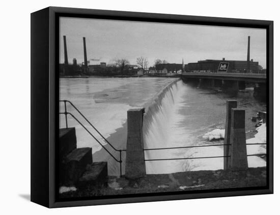 Water Flowing over Power Dam on the Merrimack River-null-Framed Premier Image Canvas