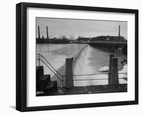 Water Flowing over Power Dam on the Merrimack River-null-Framed Photographic Print