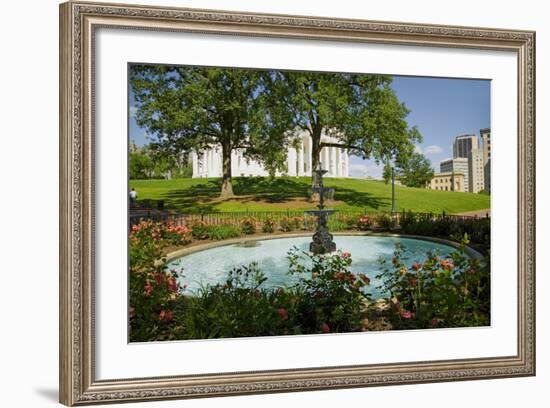 Water fountain and Virginia State Capitol, Richmond Virginia-null-Framed Photographic Print