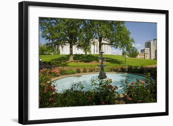 Water fountain and Virginia State Capitol, Richmond Virginia-null-Framed Photographic Print