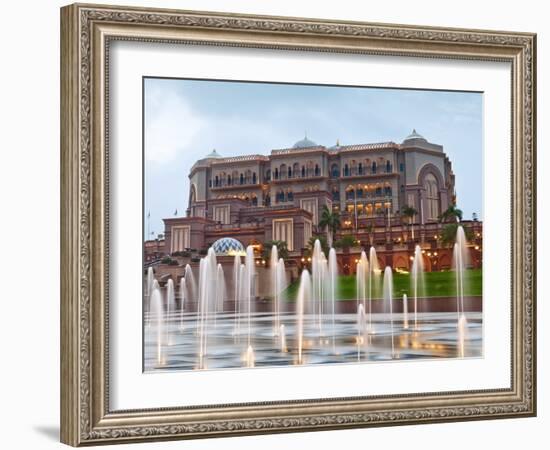 Water Fountains in Front of the Emirates Palace Hotel, Abu Dhabi, United Arab Emirates, Middle East-Gavin Hellier-Framed Photographic Print