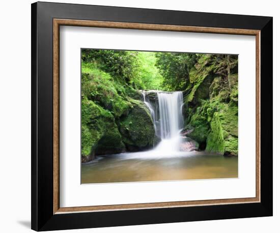 Water in a Forest, Geroldsau Waterfall, Black Forest, Baden-Wurttemberg, Germany-null-Framed Photographic Print