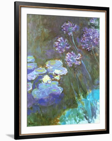 Water Lilies and Agapanthus-Claude Monet-Framed Art Print