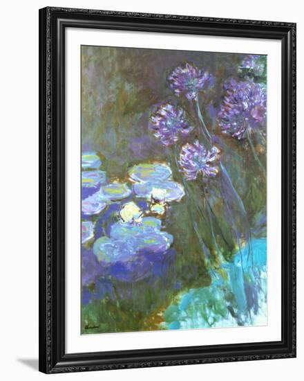 Water Lilies and Agapanthus-Claude Monet-Framed Art Print