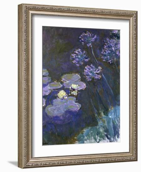 Water Lilies and Agapanthus-Claude Monet-Framed Giclee Print