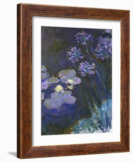 Water Lilies and Agapanthus-Claude Monet-Framed Giclee Print