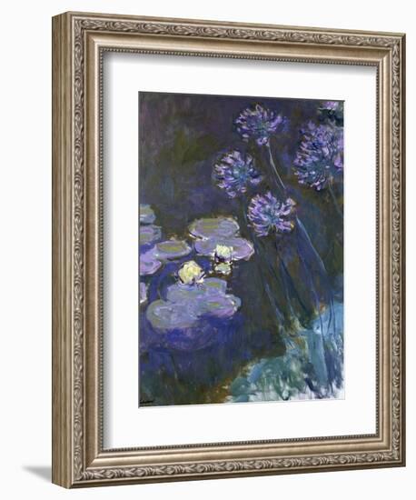 Water Lilies and Agapanthus-Claude Monet-Framed Giclee Print