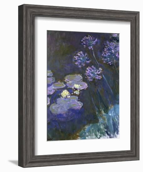 Water Lilies and Agapanthus-Claude Monet-Framed Giclee Print