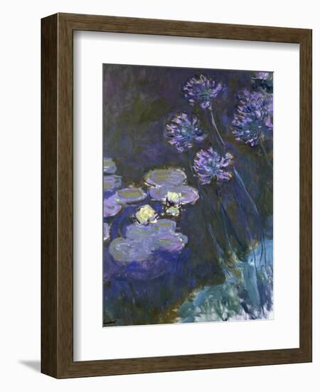 Water Lilies and Agapanthus-Claude Monet-Framed Giclee Print