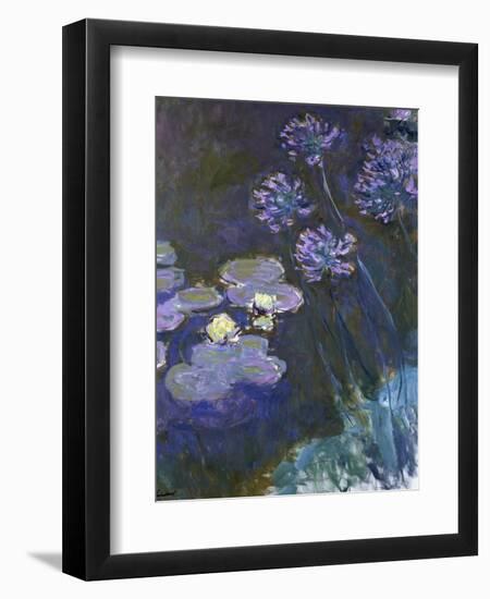 Water Lilies and Agapanthus-Claude Monet-Framed Giclee Print