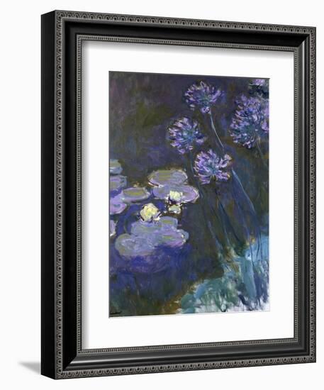 Water Lilies and Agapanthus-Claude Monet-Framed Giclee Print