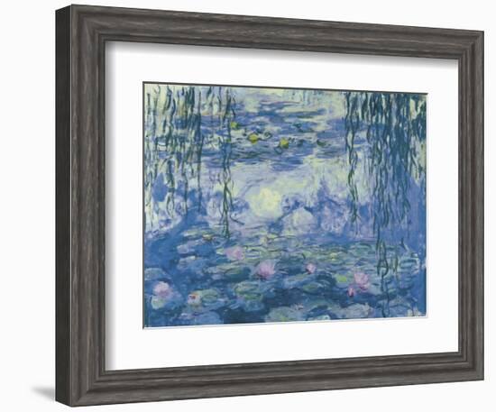 Water Lilies and Willow Branches-Claude Monet-Framed Art Print