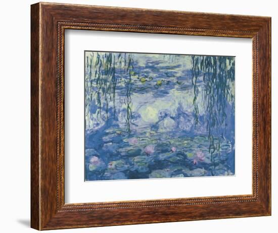 Water Lilies and Willow Branches-Claude Monet-Framed Art Print